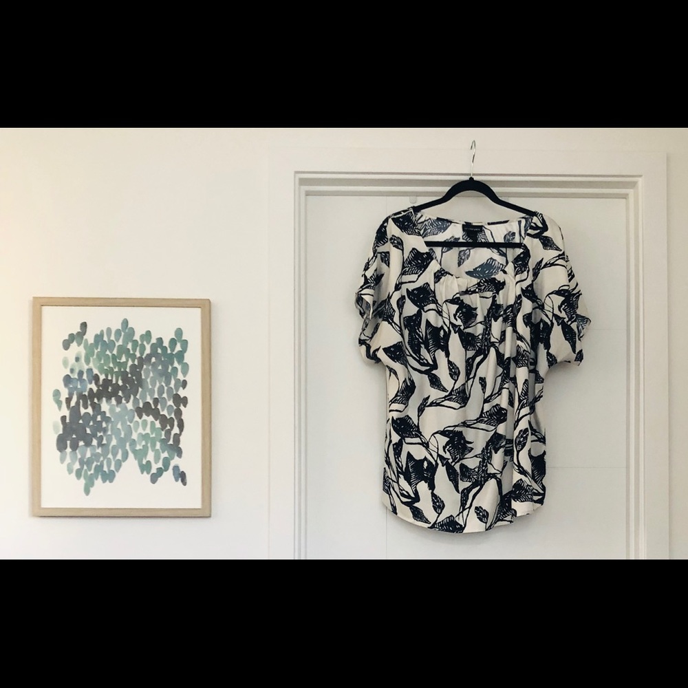 Lane Bryant White and Black Print Blouse